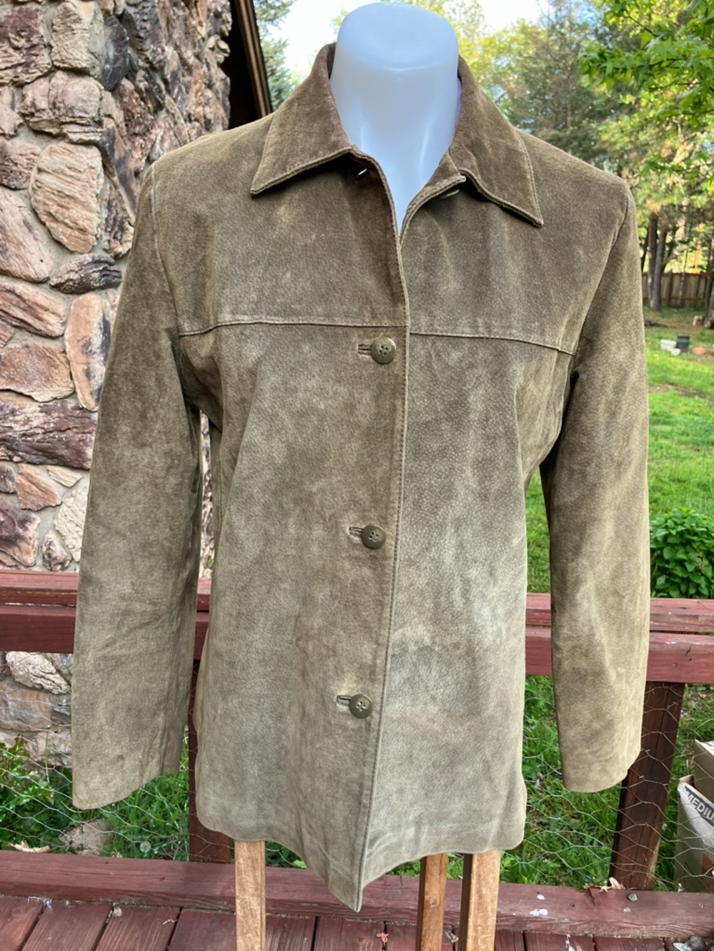Vintage suede leather rustic jacket, size 8 from Clio